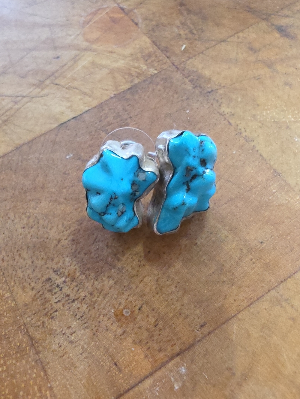Turquoise Set In Sterling Ear Studs